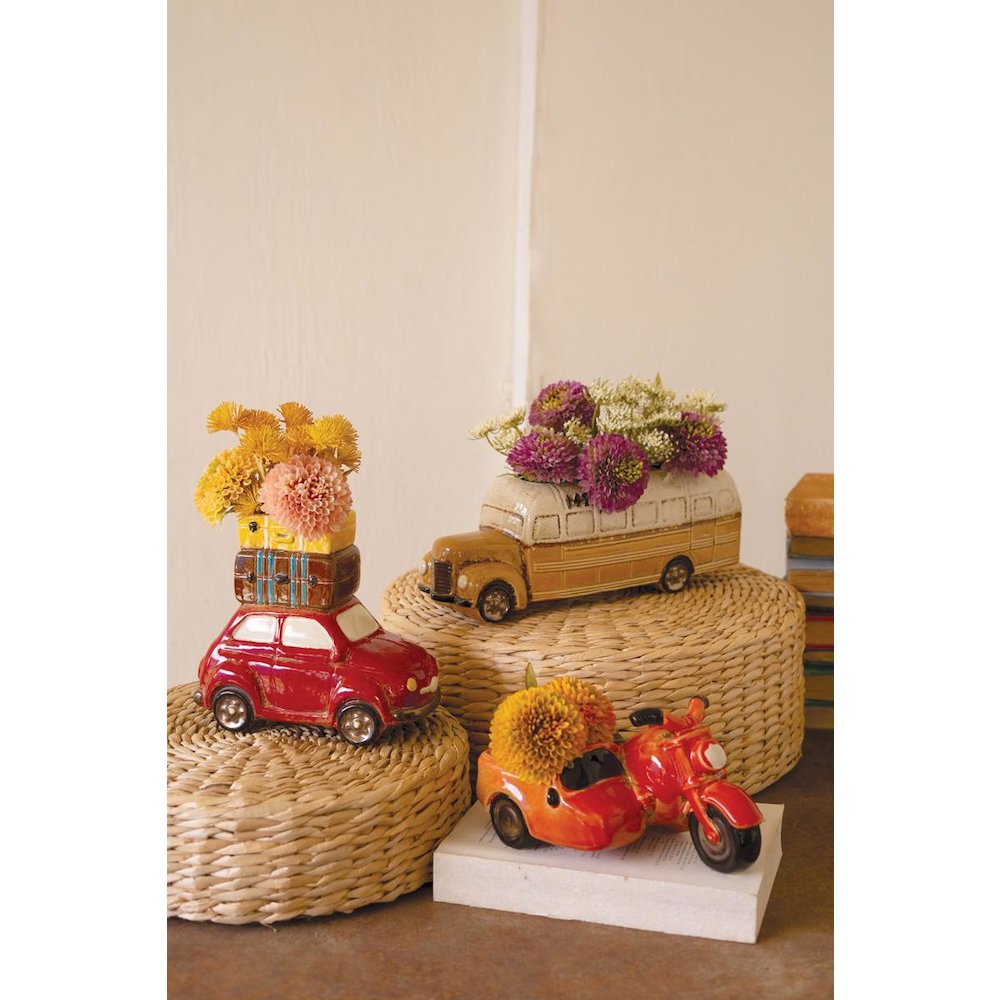 Yellow Ceramic School Bus Planter. Picture 2