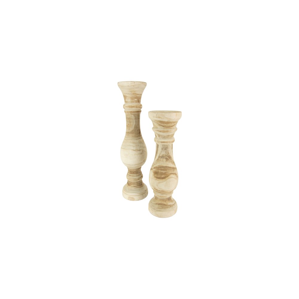 Set Of Two Hand Carved Wooden Candle Stands. Picture 1