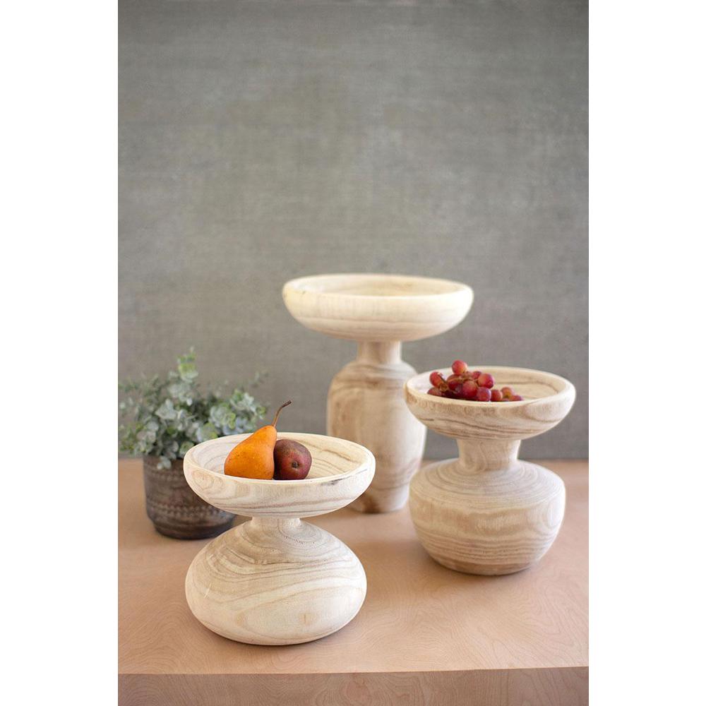 Set Of Three Turned Wooden Pedestals. Picture 1