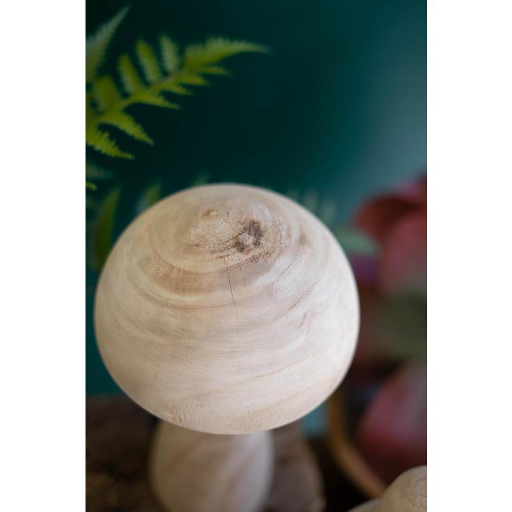 Set Of Three Natural Wooden Mushrooms. Picture 4