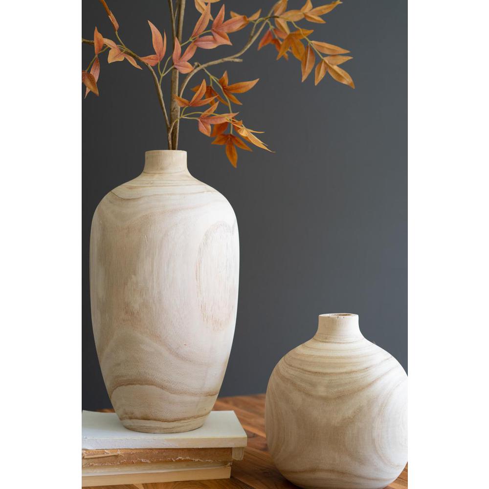 Set Of Five Carved Wooden Bulb Vases - One Each Design. Picture 5