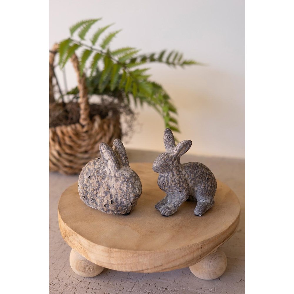 Set Of Two Rustic Ceramic Rabbits. Picture 1