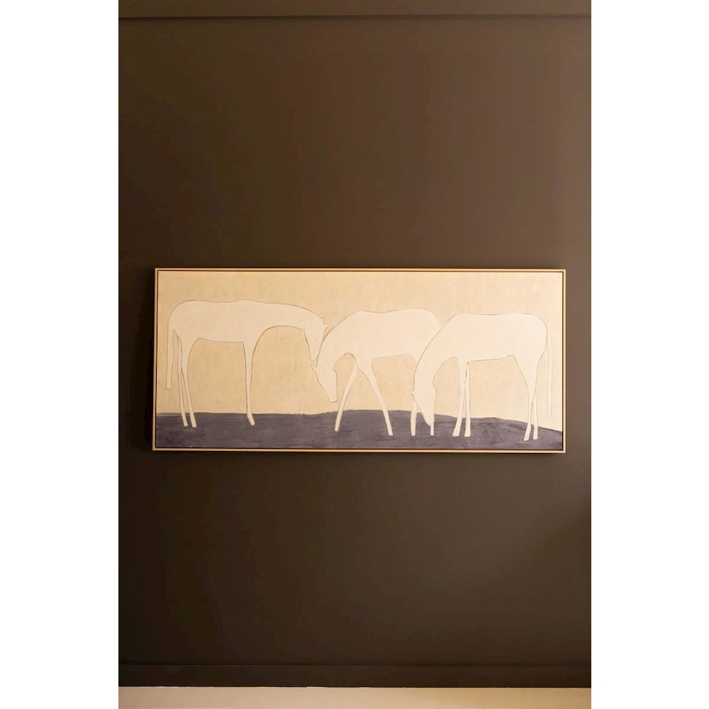 Framed Painting Three White Horses. Picture 1