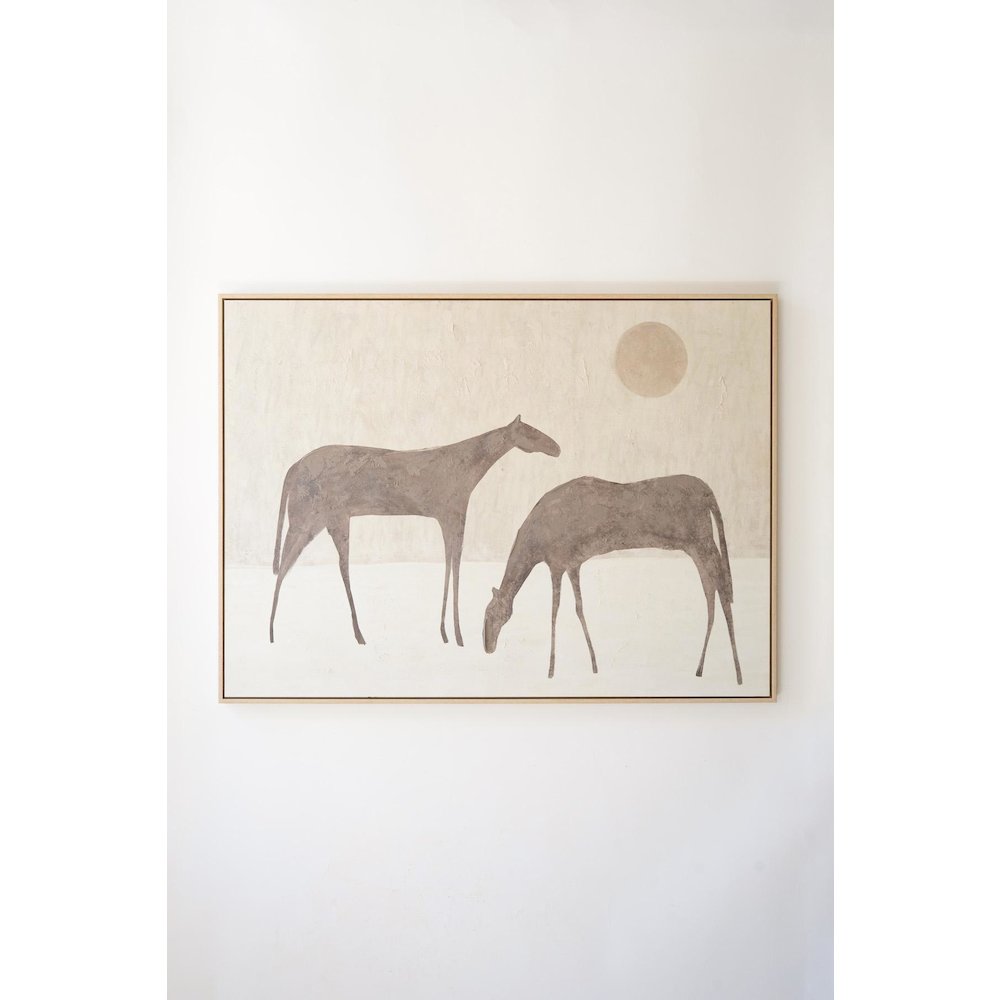 Framed Painting Two Horses With Sun. Picture 5
