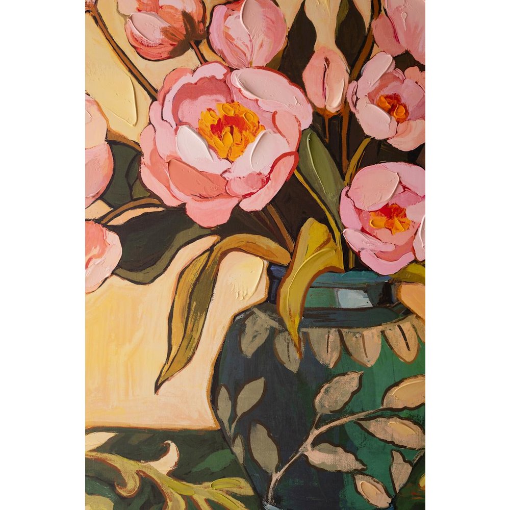 Framed Painting - Pink Flowers with Blue Vase. Picture 2