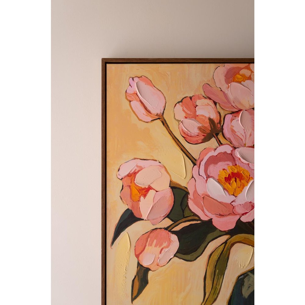 Framed Painting - Pink Flowers with Blue Vase. Picture 4