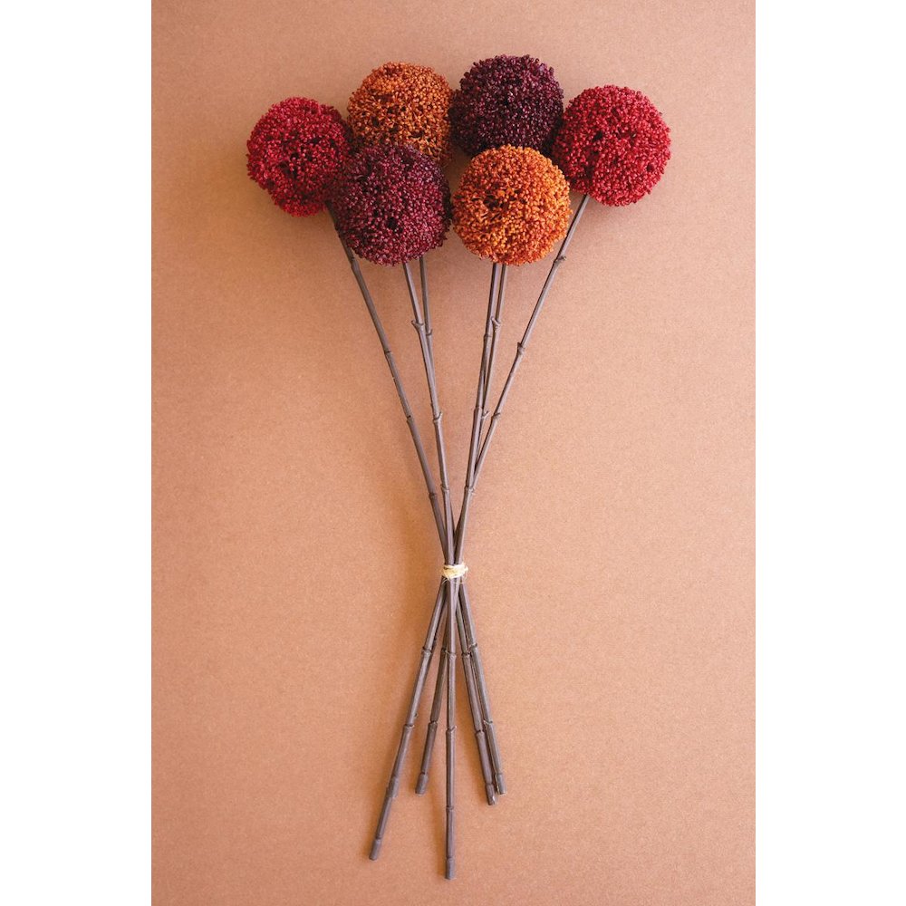 Set Of Six Artificial Allium Ball Stems - 2 Each Color. Picture 1