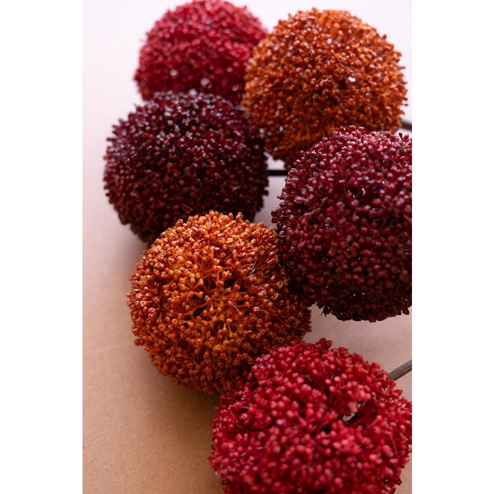 Set Of Six Artificial Allium Ball Stems - 2 Each Color. Picture 2