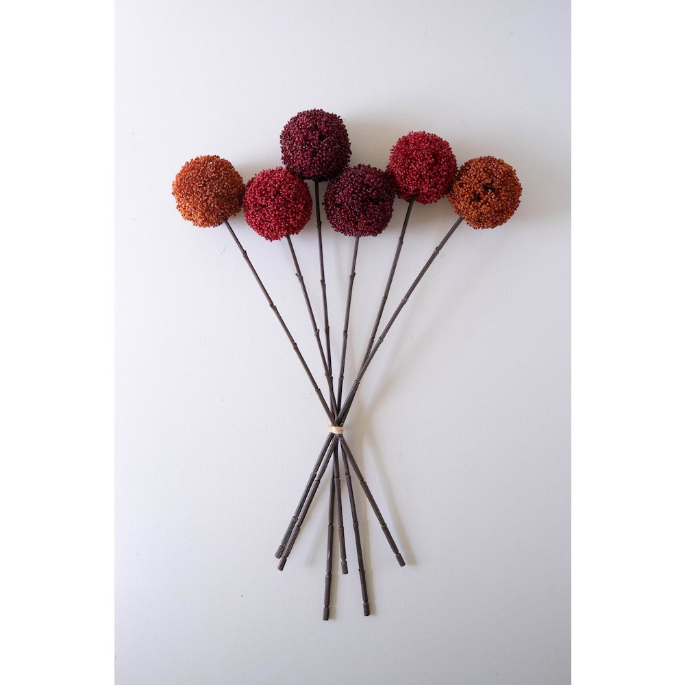 Set Of Six Artificial Allium Ball Stems - 2 Each Color. Picture 3