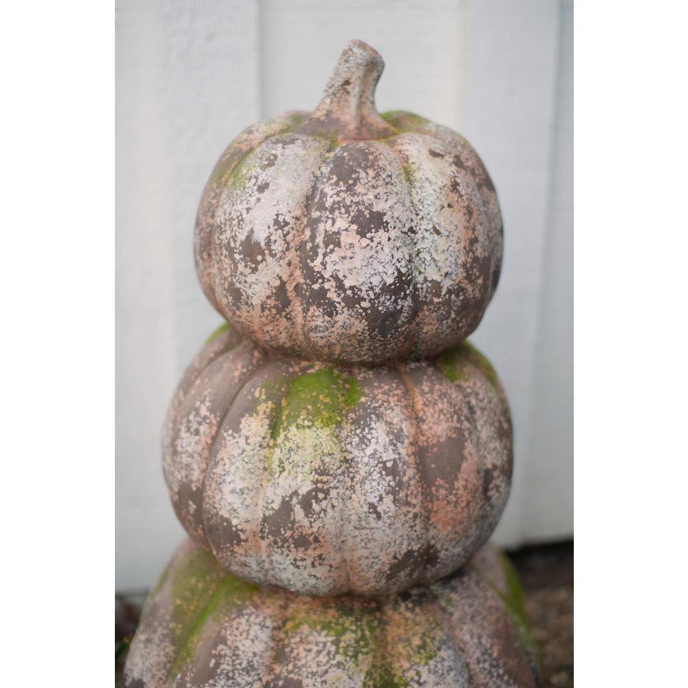 Three Stacked Faux Concrete Pumpkins. Picture 3