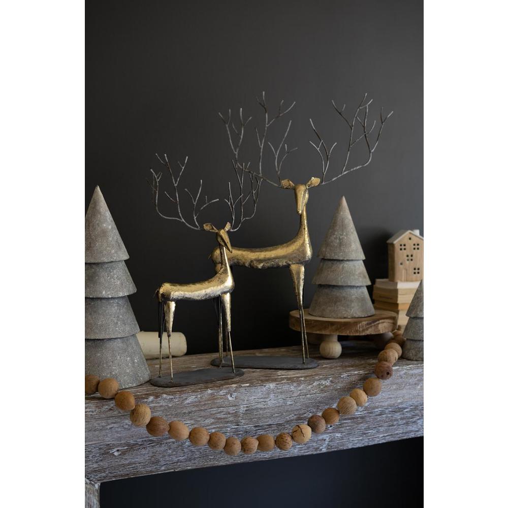 Set Of Two Antique Gold Metal Christmas Deer. Picture 1