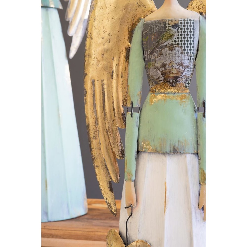 Set Of Two Painted Metal Christmas Angels. Picture 2