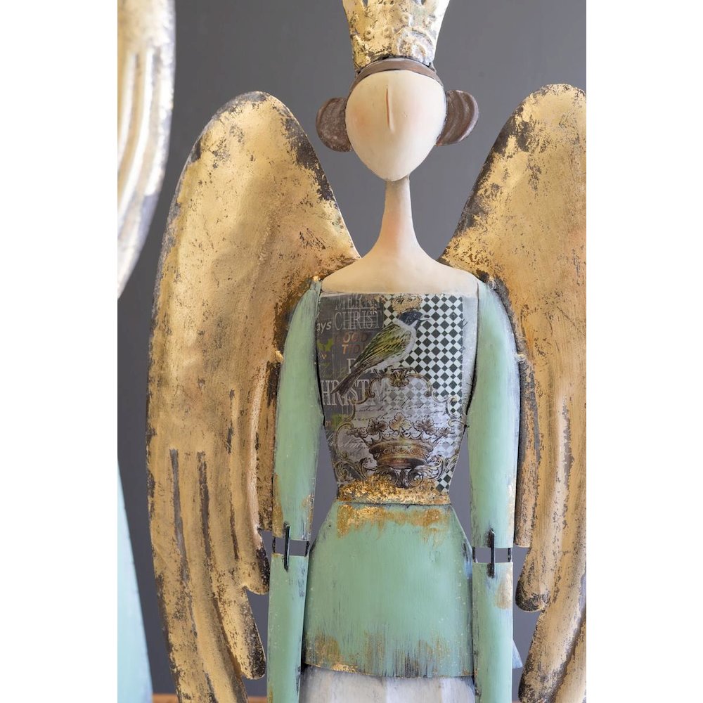 Set Of Two Painted Metal Christmas Angels. Picture 3