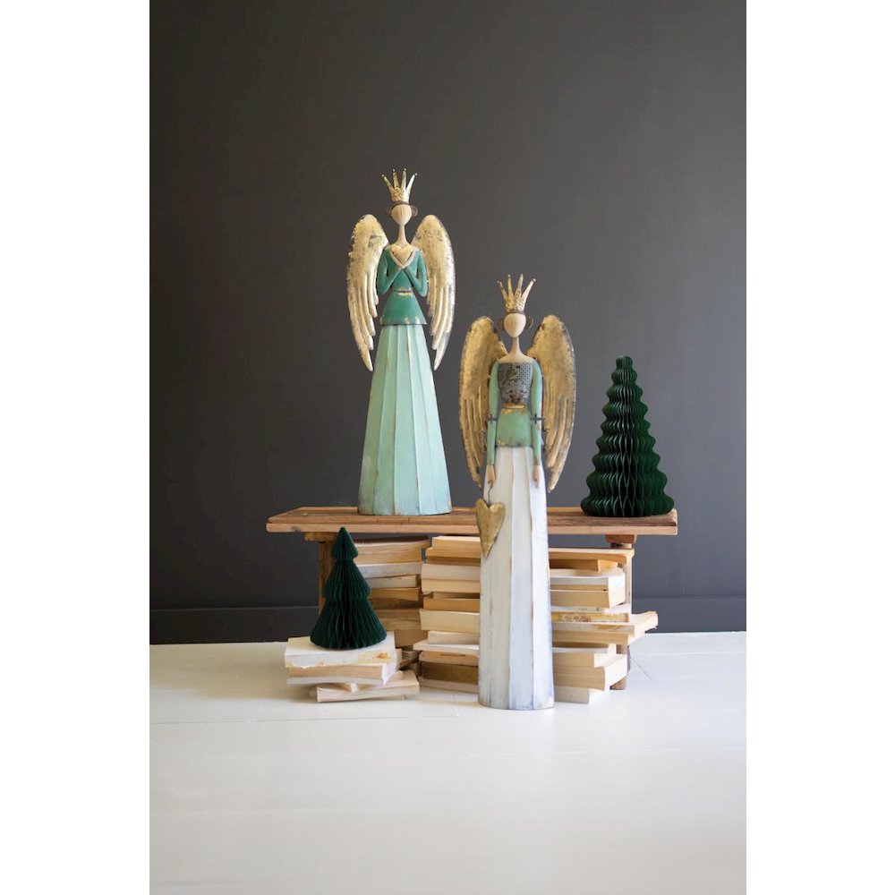 Set Of Two Painted Metal Christmas Angels. Picture 4