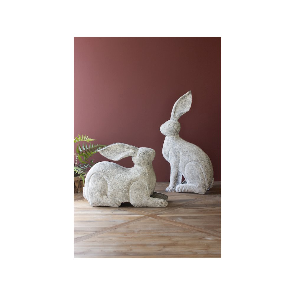 Set Of Two Rustic Metal Rabbits. Picture 2
