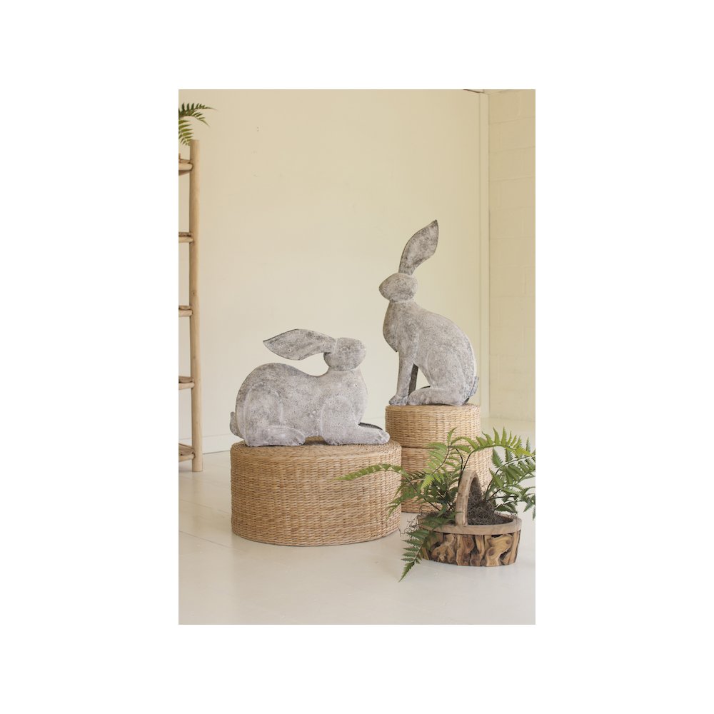 Set Of Two Rustic Metal Rabbits. Picture 1