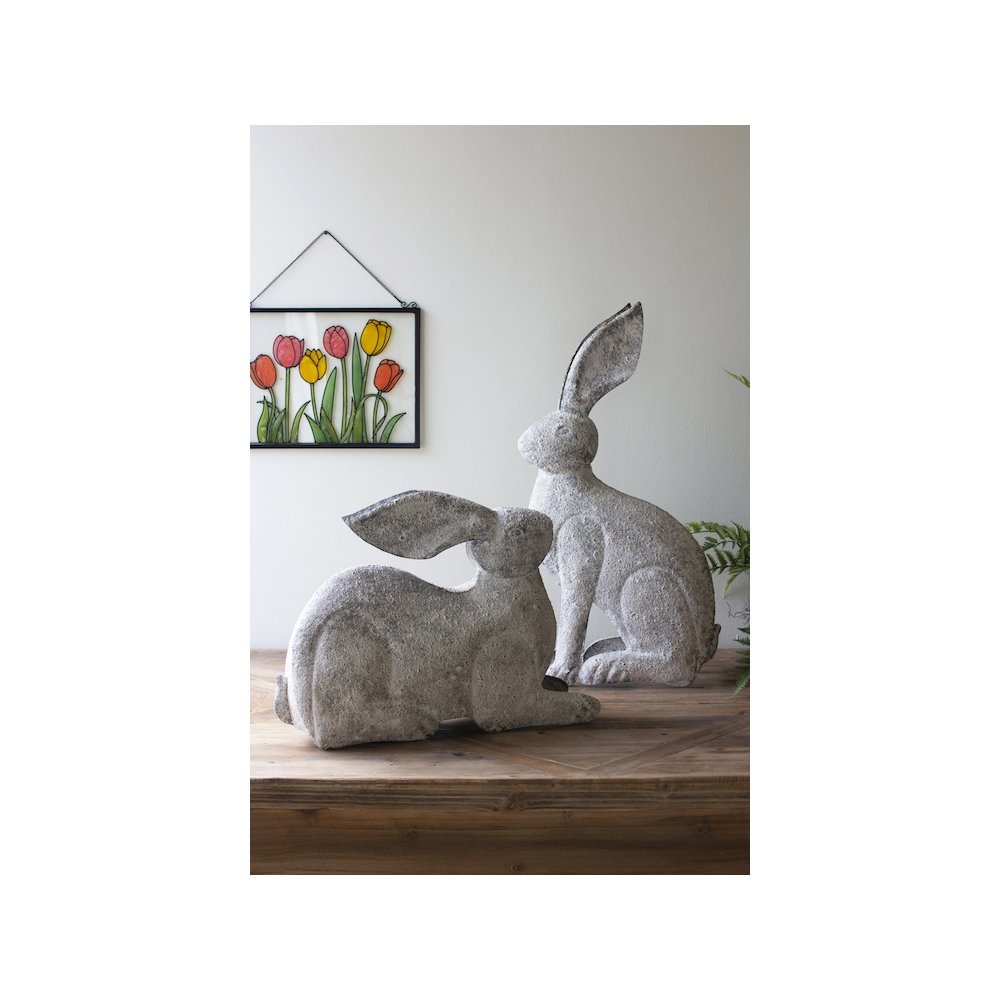 Set Of Two Rustic Metal Rabbits. Picture 4