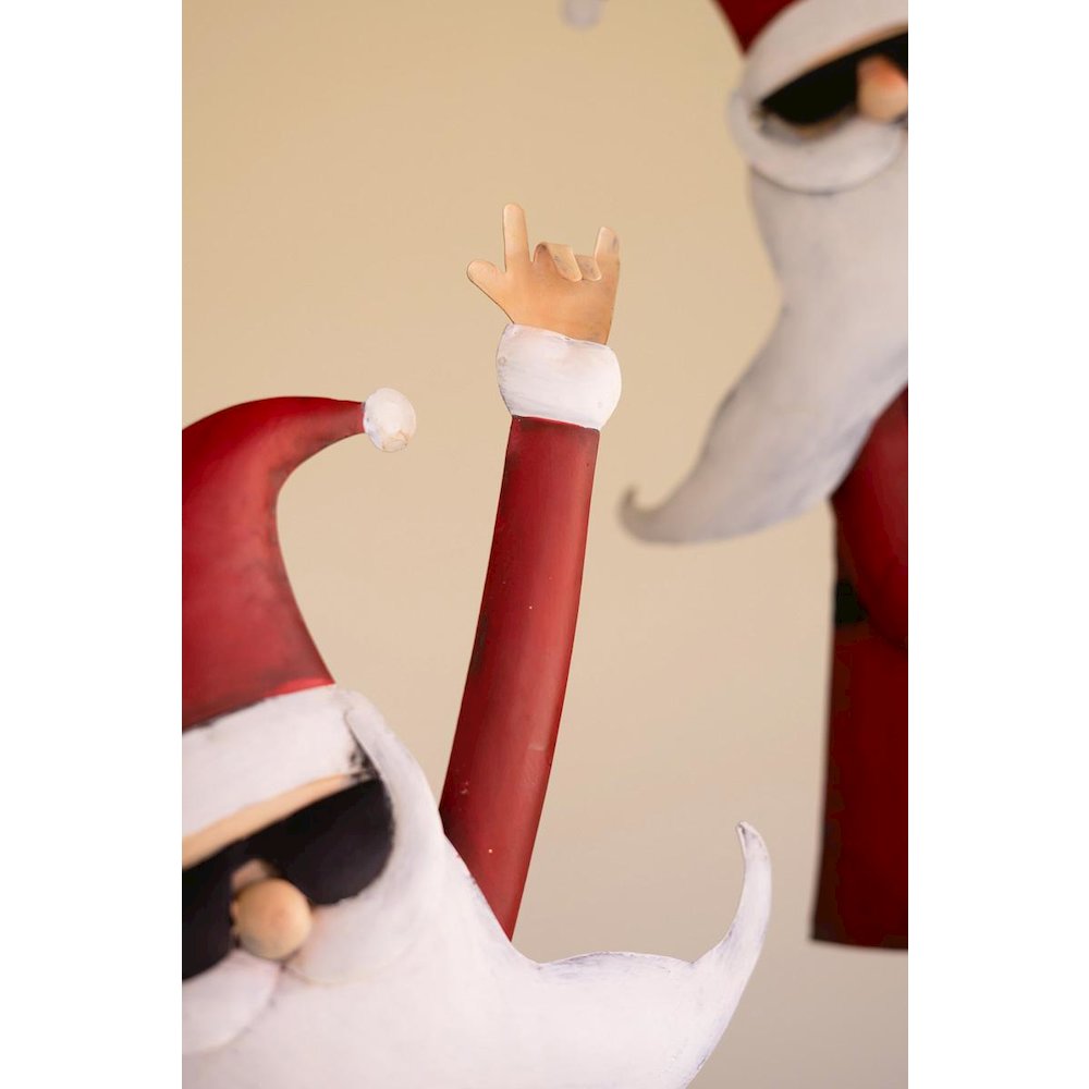 Set Of Two Painted Metal Santa Musicians. Picture 2