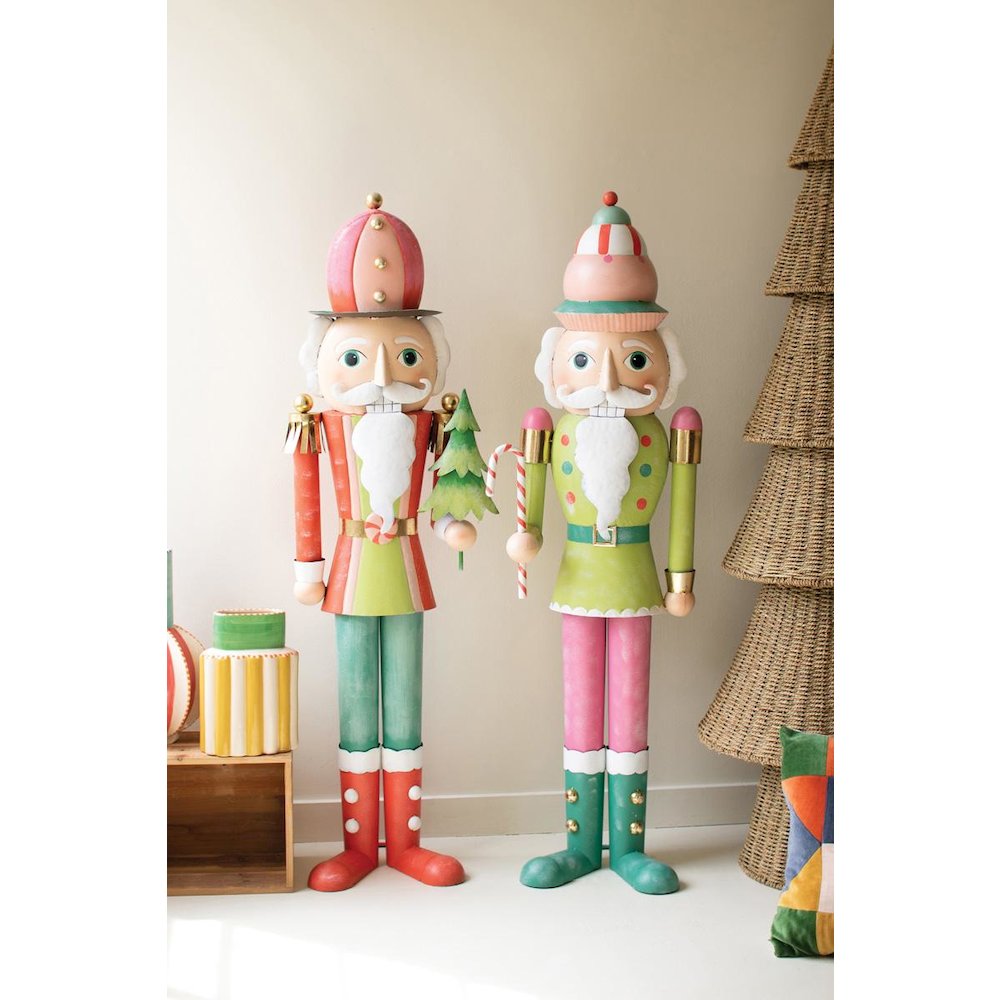 Set Of Two Life Size Painted Metal Nutcrackers. Picture 1