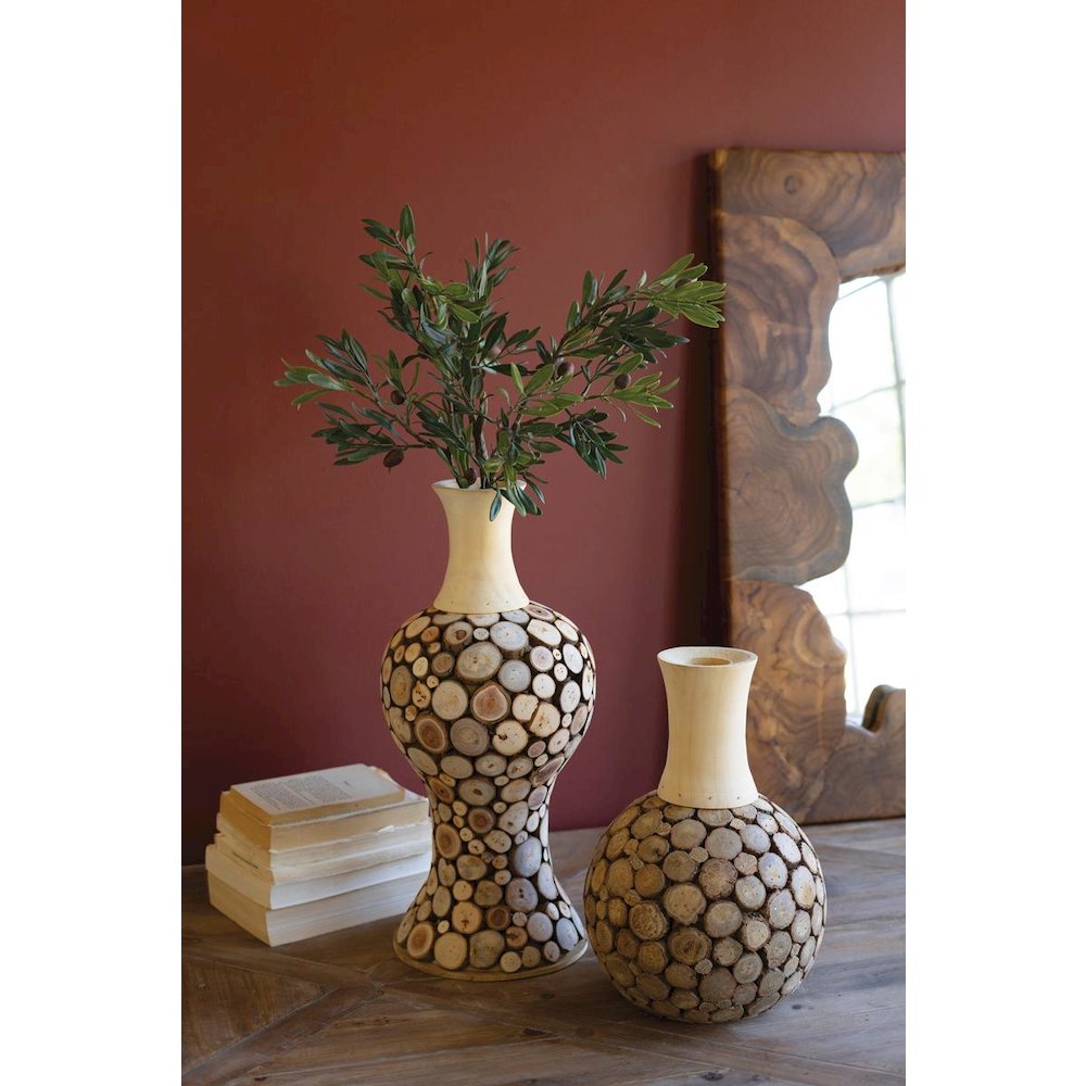 Spliced Wood Bulb Vase - 14" Short. Picture 2