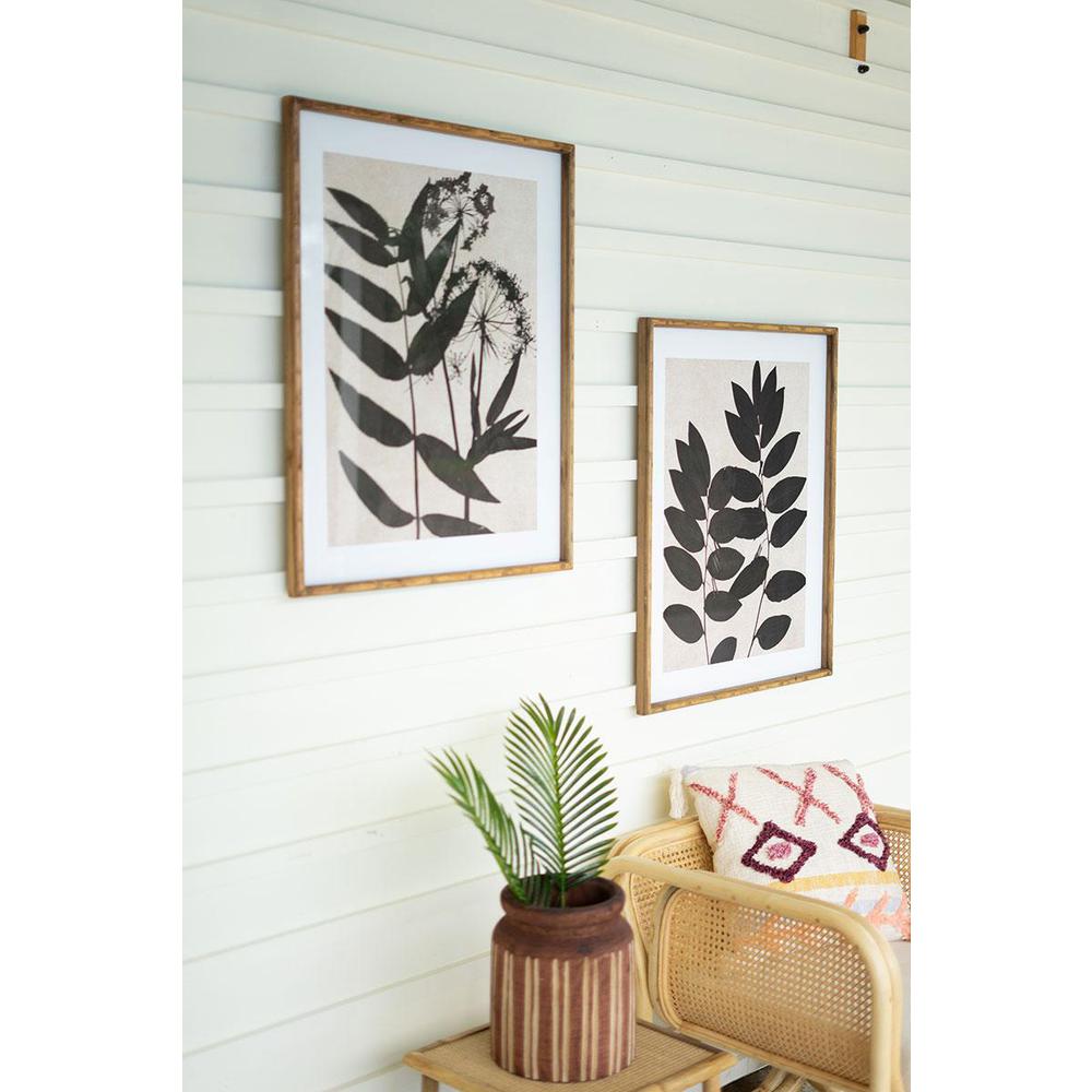Set Of Two Leaf Prints Under Glass With Natural Frame Â€“ 21.5Â€ X 31.5Â€T. Picture 3