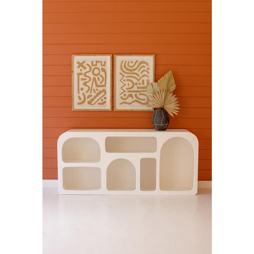 White Wood Cubbie Console Table. Picture 4