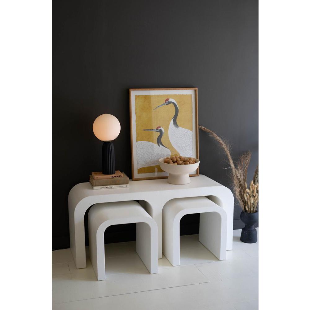 White Wood Rectangle Coffee Table with Nesting Accent Tables. Picture 3