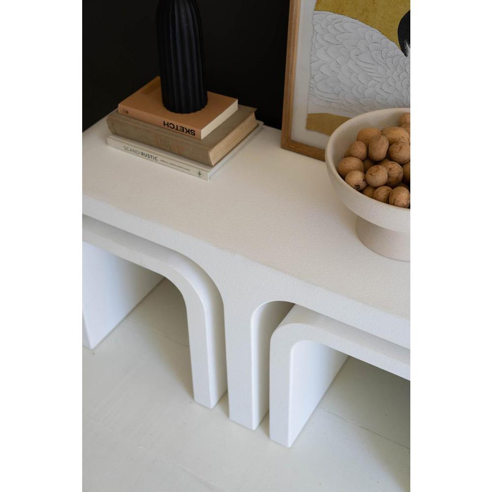 White Wood Rectangle Coffee Table with Nesting Accent Tables. Picture 6