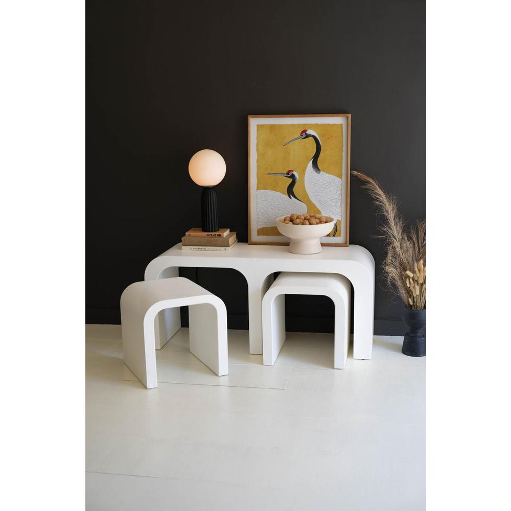 White Wood Rectangle Coffee Table with Nesting Accent Tables. Picture 9