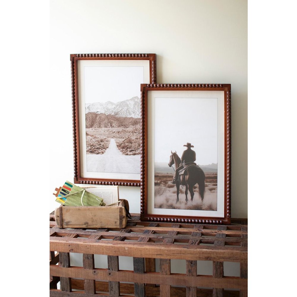 Set 2 Fset 2 Framed Cowboy & Desert Photography Prints Under Glass. Picture 1