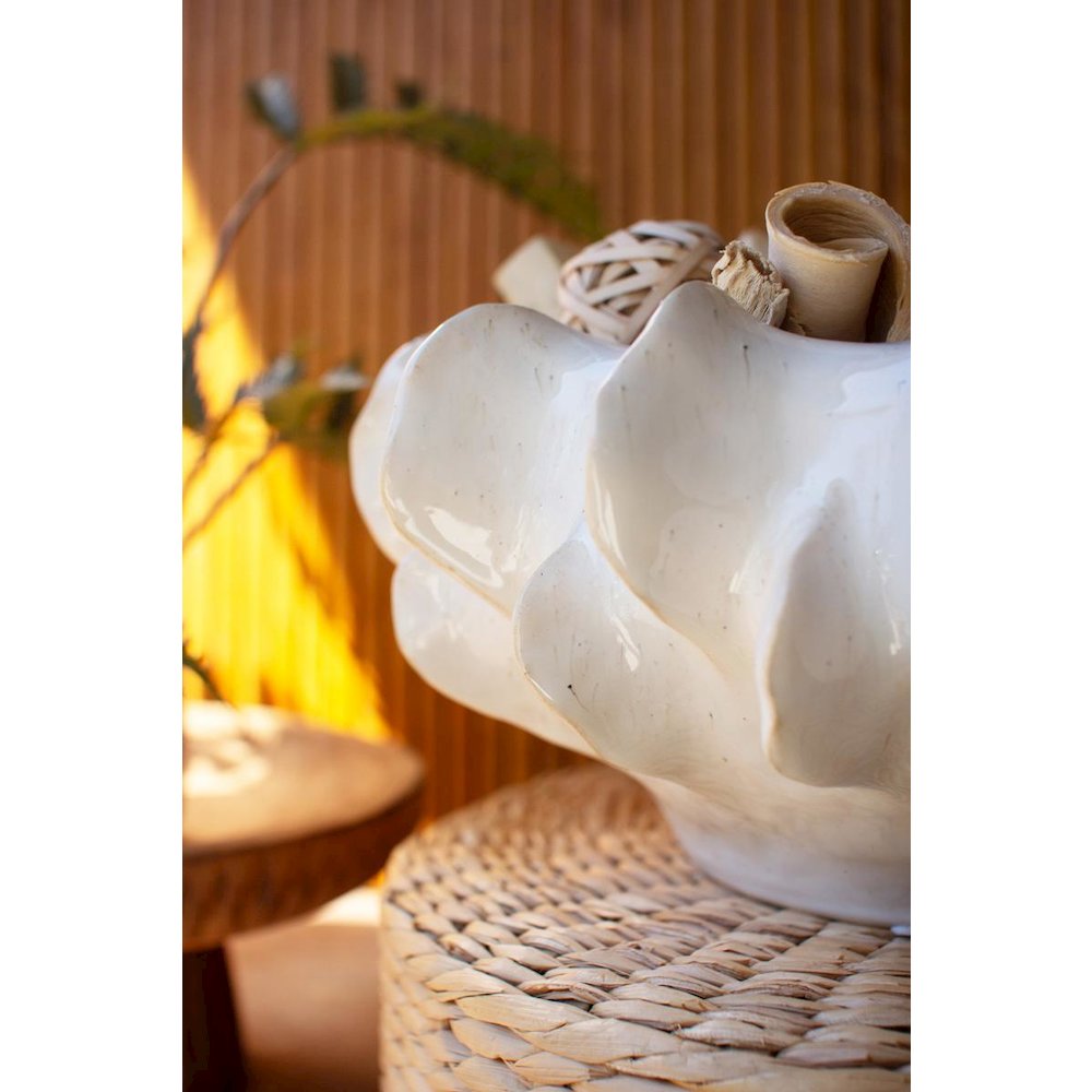 Organic White Ceramic Compote. Picture 2