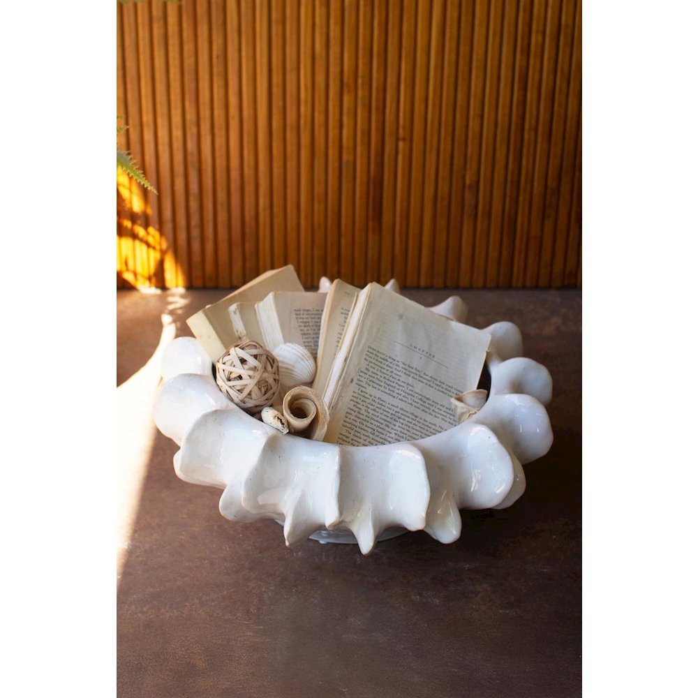 Organic White Ceramic Compote. Picture 3