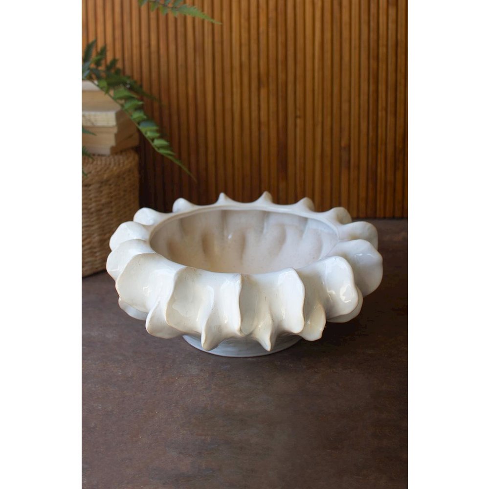 Organic White Ceramic Compote. Picture 4