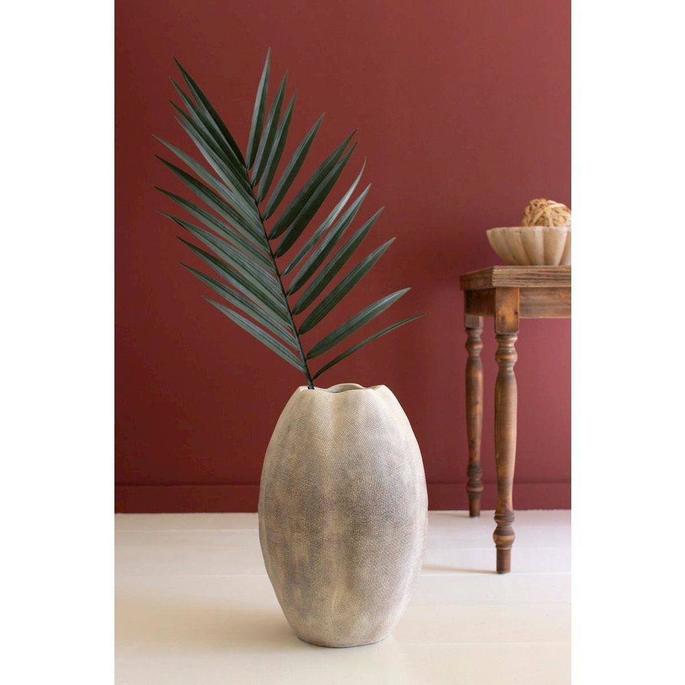 Tall Stone Composite Scalloped Vase. Picture 1