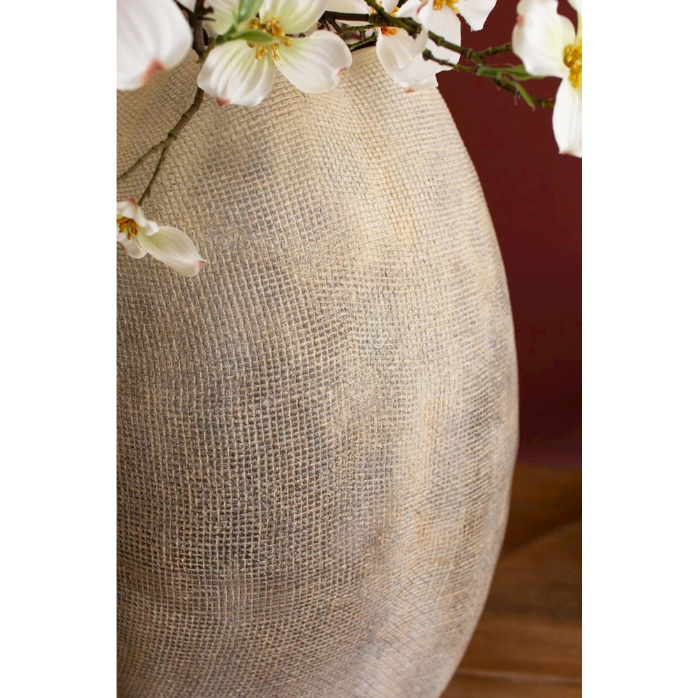 Tall Stone Composite Scalloped Vase. Picture 3
