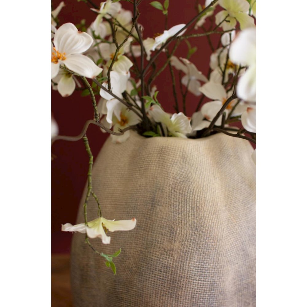 Tall Stone Composite Scalloped Vase. Picture 4