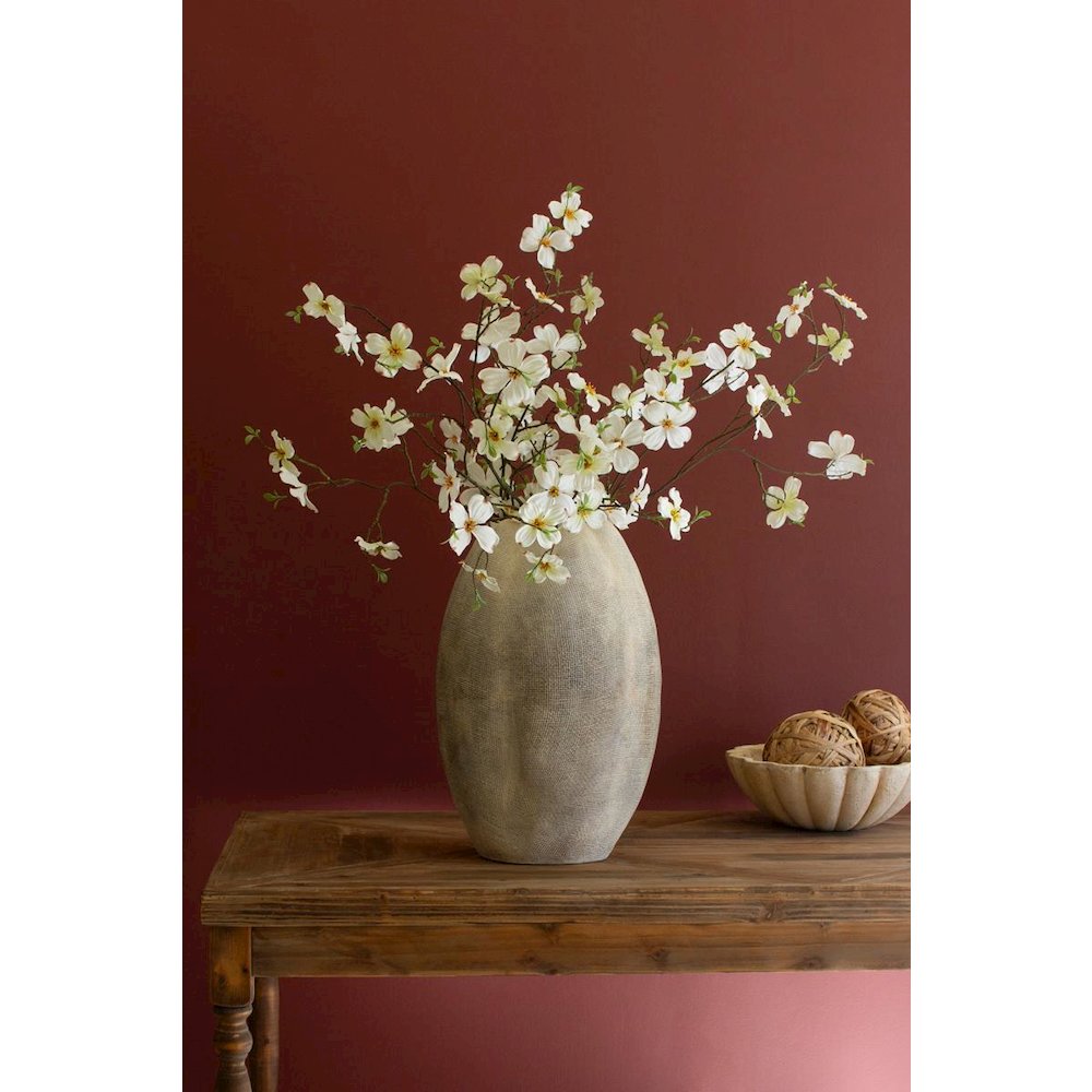 Tall Stone Composite Scalloped Vase. Picture 5