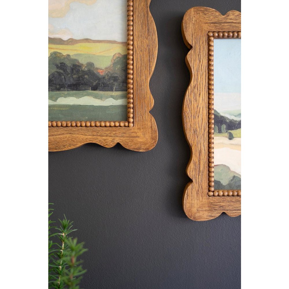 Set Of Two Natural Wood Framed Lanscape Acrylic Paintings. Picture 2