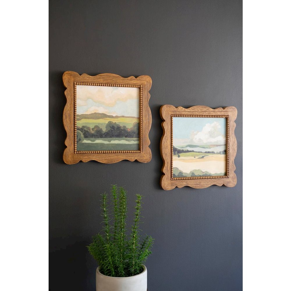 Set Of Two Natural Wood Framed Lanscape Acrylic Paintings. Picture 3