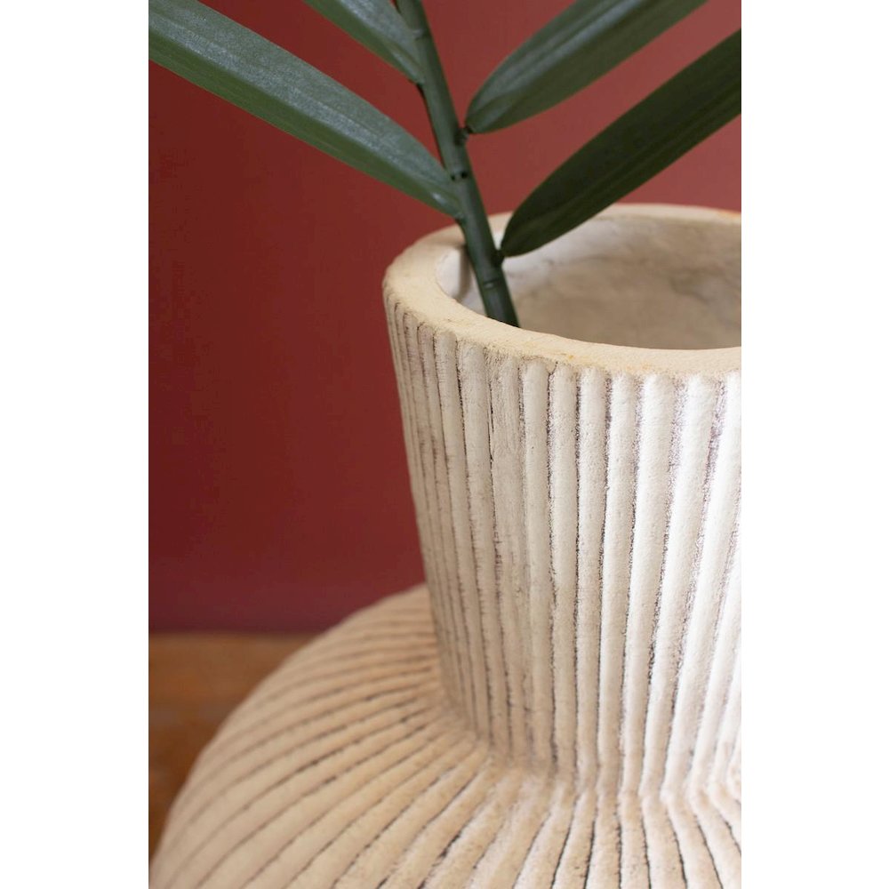 Tall Stone Composite Fluted Bulb Vase. Picture 3