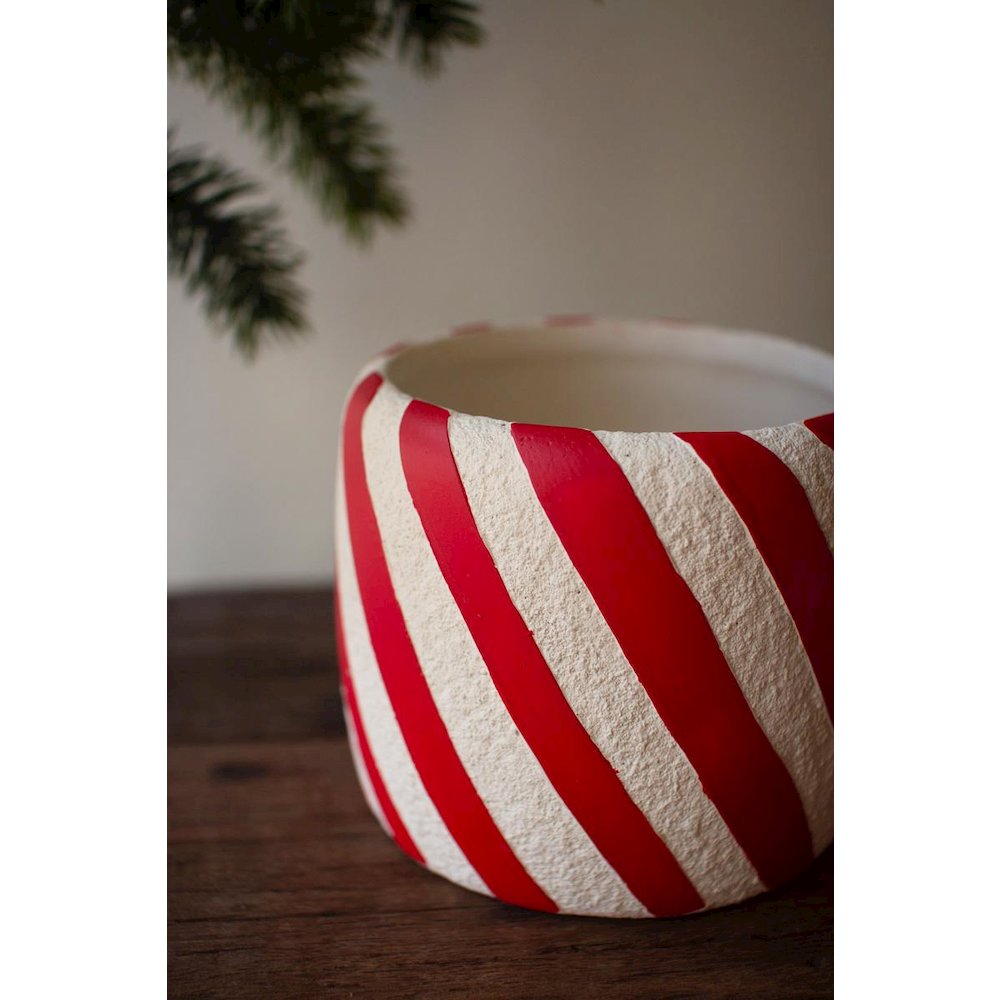Set Of Three Concrete Candy Cane Planters. Picture 3