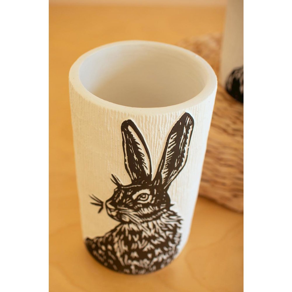 Set Of Two Cement Easter Rabbit Planters. Picture 1