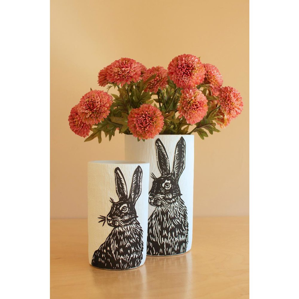Set Of Two Cement Easter Rabbit Planters. Picture 3