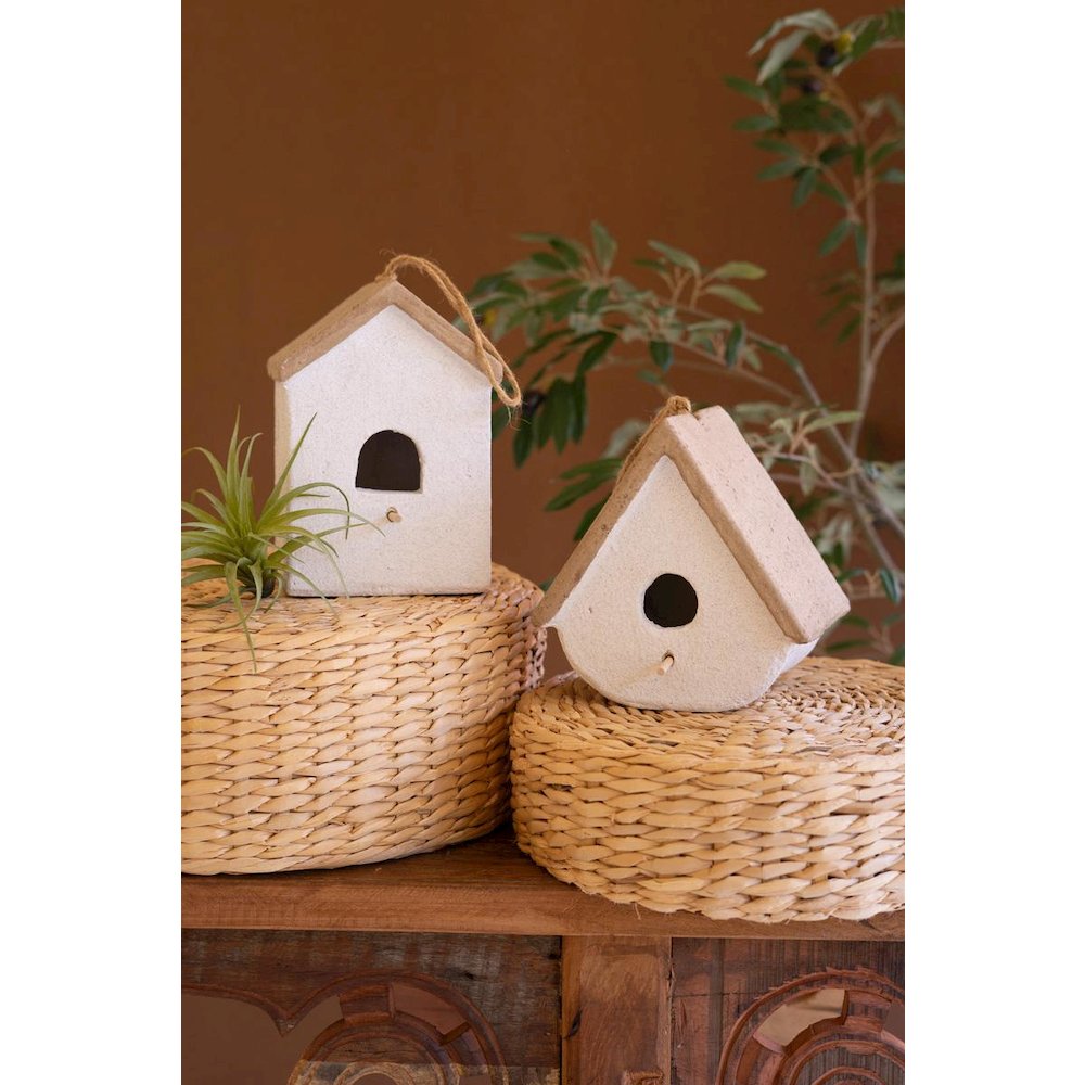 Set Of Two Cement Birdhouses. Picture 1