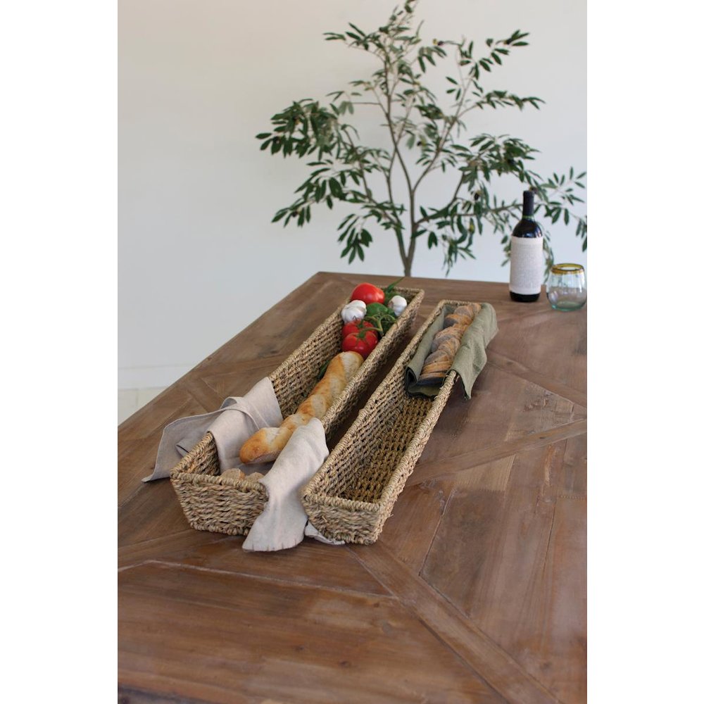 Set Of Two Woven Seagrass Bread Baskets. Picture 1
