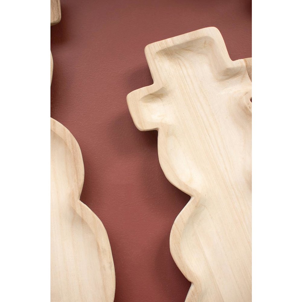 Set Of Two Carved Wood Snowmen Trays. Picture 2