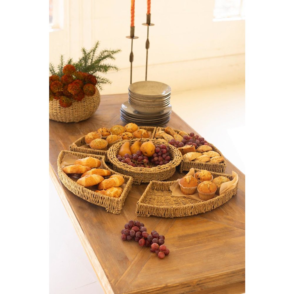 Large Woven Vine Five Piece Round Serving Set. Picture 2