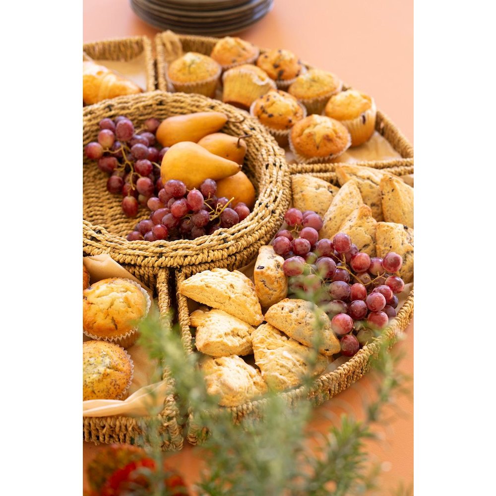 Large Woven Vine Five Piece Round Serving Set. Picture 3