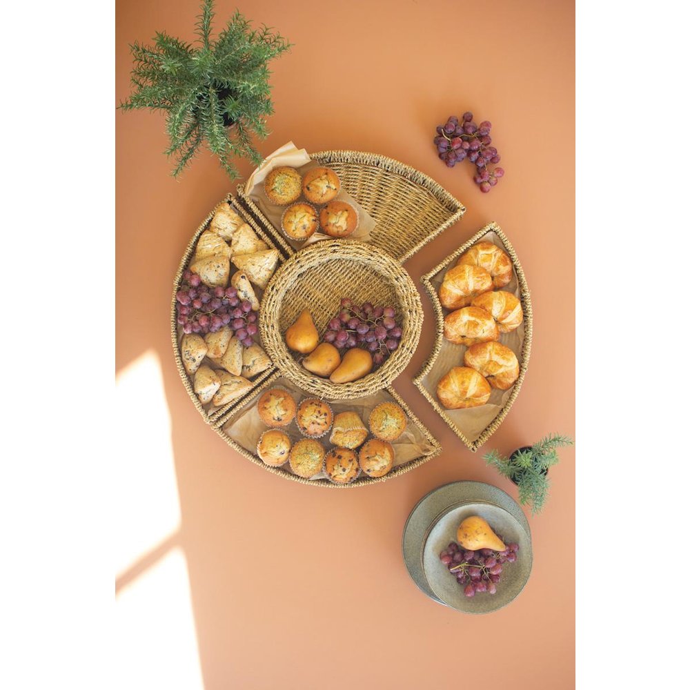 Large Woven Vine Five Piece Round Serving Set. Picture 4