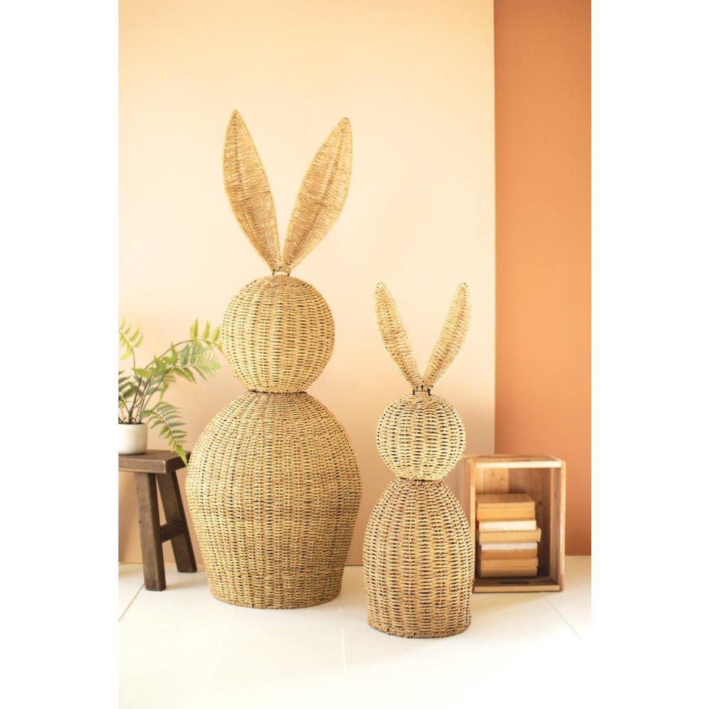 Set Of Two Giant Woven Vine  Easter Rabbits. Picture 1